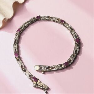 Ruby Slender Infinity Tennis Bracelet in Sterling Silver